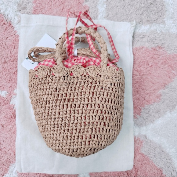 NWT Zara Strawberry Embroidered Straw Effect Bucket Bag - Picture 8 of 12